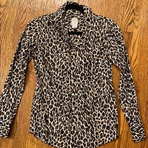 J.Crew size 0 ‘Perfect Shirt’ Leopard Button Down